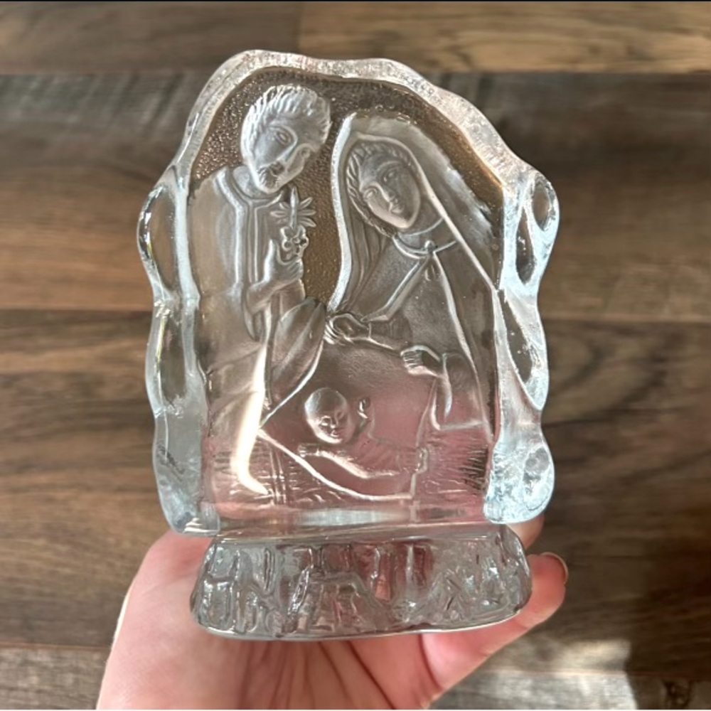 Crystal tea light holder nativity scene. Christmas decor. Catholic/ Christian - Picture 2 of 4